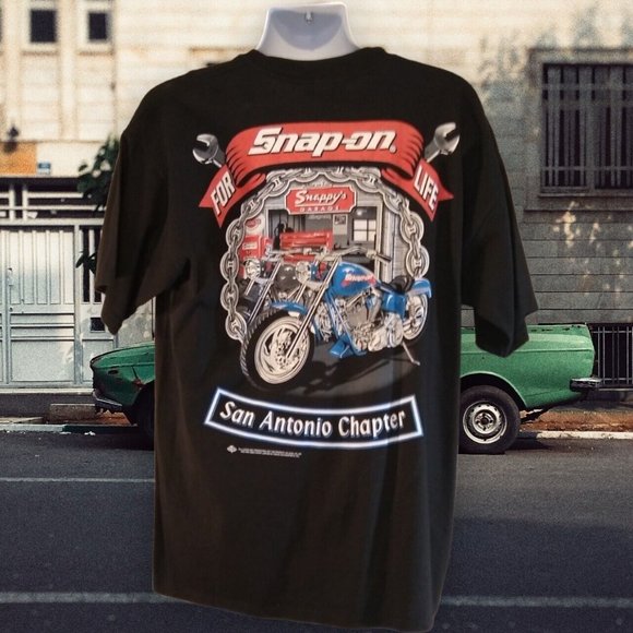 Gildan Shirt Mens XL Snap On Tools Logo Black 100% Cotton T Shirt Canada Made - Picture 8 of 10